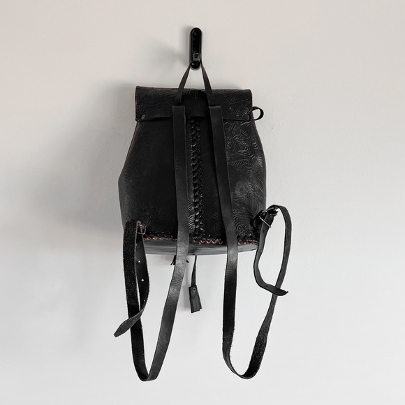 Rare True Vintage 70's Genuine Leatherwork Black Western Satchel Backpack Mexico - Picture 3 of 10